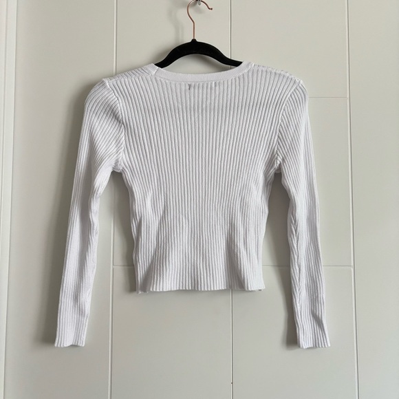 3/$45 White Ribbed Knit Cardigan - Picture 4 of 4